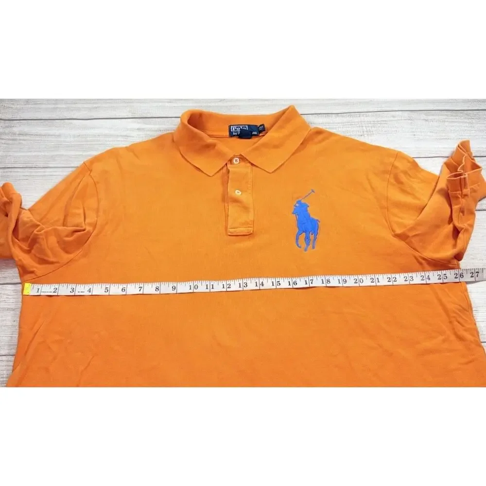 Polo By Ralph Lauren Vintage Rugby Shirt Big Pony Logo Orange Size 2XLT